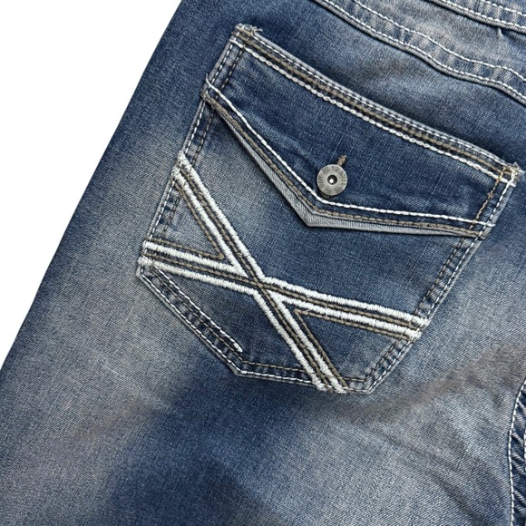 NWT TK Axel Slim Boot Jeans Mens 36x30 Blue Medium Wash Contrast Stitch Pockets - Picture 14 of 16